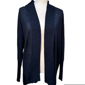 NORDSTROM Trouve Navy Linen Open Cardigan with Tie Back - XS/S